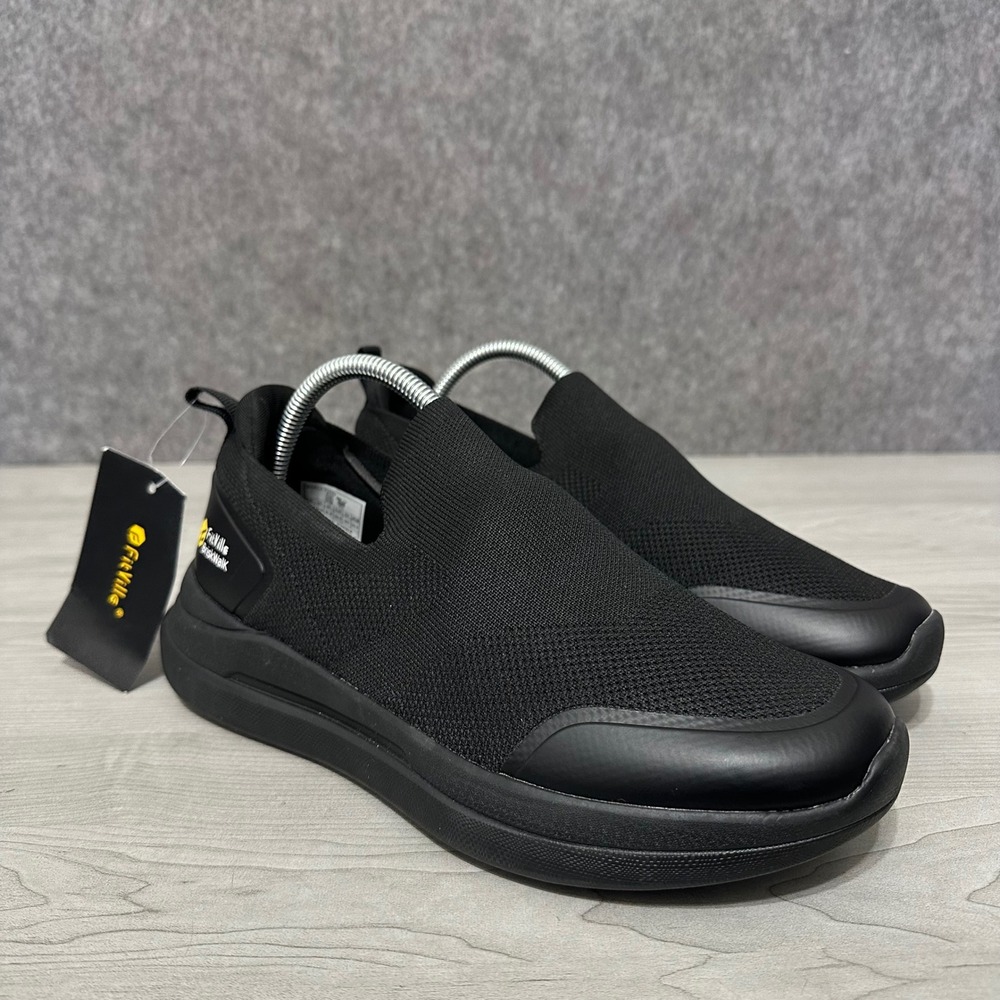 NEW FitVille BriskWalk Recovery Slip-On Sneakers‎ Womens 9 Black Walking Shoes